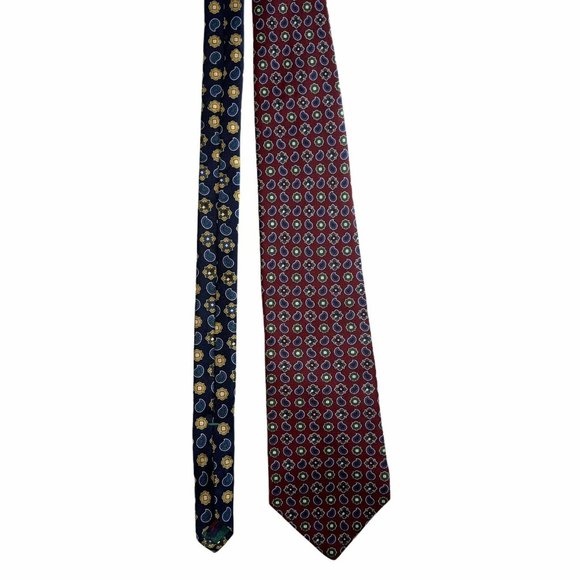 Tommy Hilfiger Red Paisley Geometric Classic Silk Tie Necktie - Picture 5 of 9